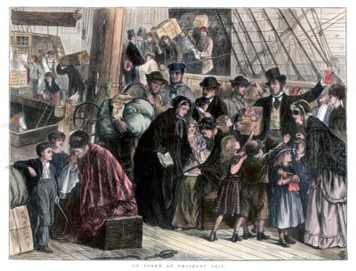 An Bord des Auswandererschiffs von Unbekannt