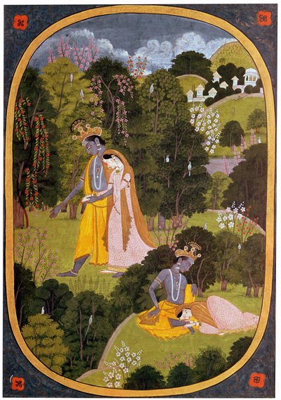Radha und Krishna in einem Hain von Unbekannt