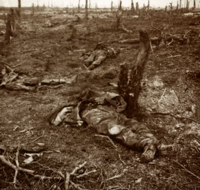 Pfad zwischen Leichen, um 1914-1918 von Unbekannt