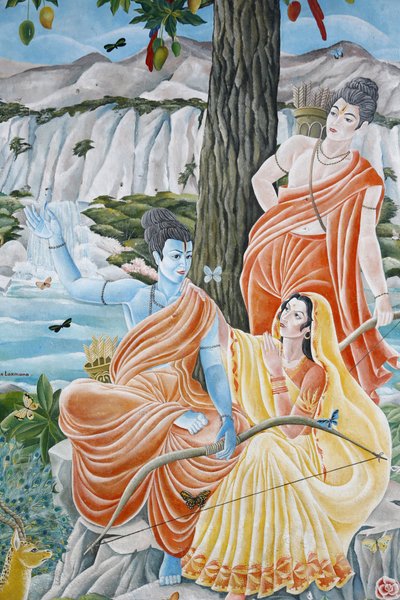 Rama, Sita und Laxman. Pashupatinah, Kathmandu, Nepal von Unbekannt