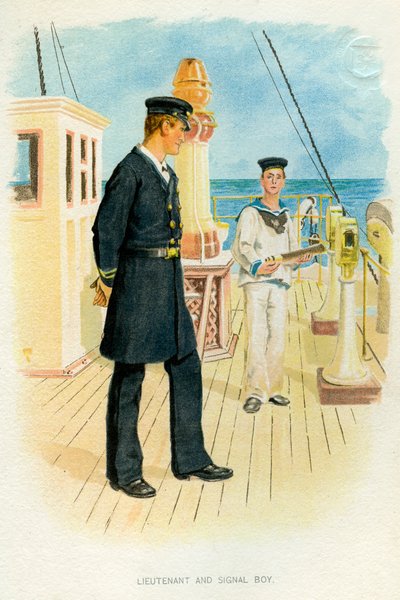 Leutnant der Royal Navy und Signaljunge, ca. 1890-1893 von Unbekannt