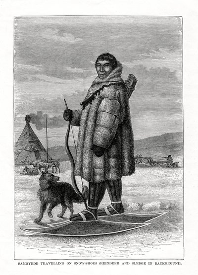 Samojede auf Schneeschuhen unterwegs, Russland, 1877 von Unbekannt