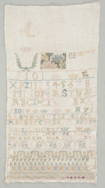 Stickmustertuch, 1742 von Unbekannt