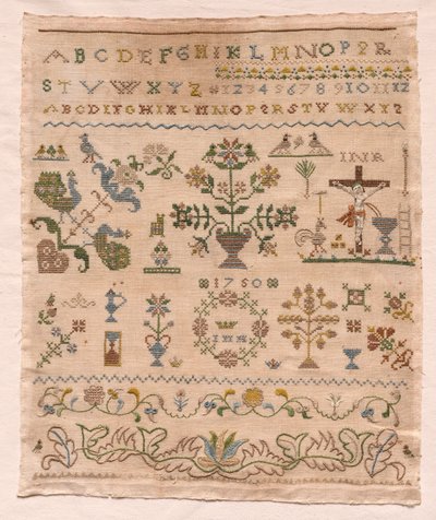 Stickmustertuch, 1750 von Unbekannt