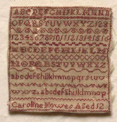 Stickmustertuch, 1800er von Unbekannt