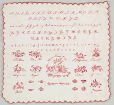Stickmustertuch, 1831 von Unbekannt