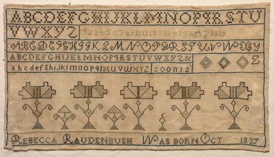 Stickmustertuch, 1837 von Unbekannt