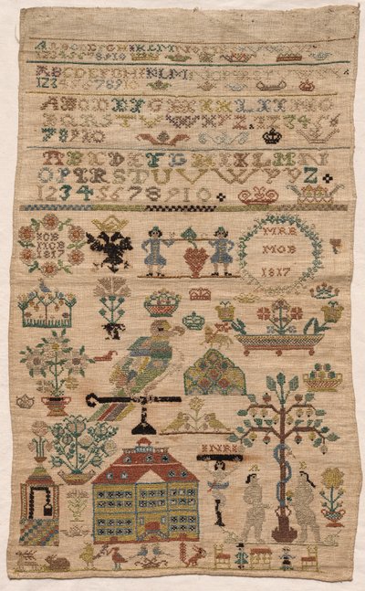 Stickmustertuch Fragment, 1817 von Unbekannt