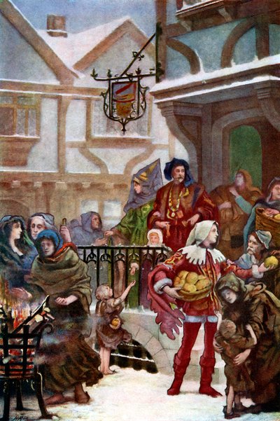 Sir Richard Whittington verteilt Wohltätigkeit, ca. 1900 von Unbekannt
