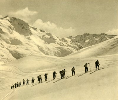 Skistunde, Arlberg, Österreich, um 1935 von Unbekannt