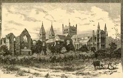 Southwell Minster und Ruinen des Palastes, 1898 von Unbekannt