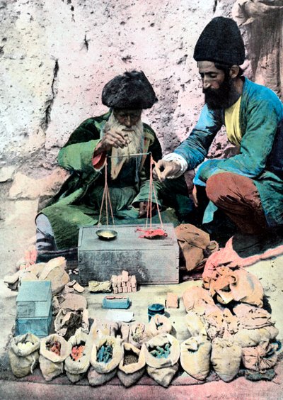 Gewürzhändler, Königspalast, Teheran, ca. 1890 von Unbekannt