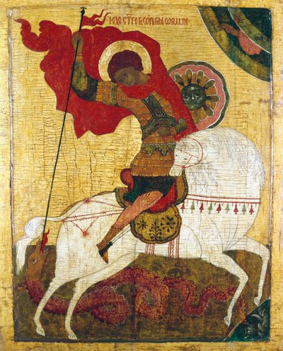 St. Georg tötet den Drachen, russische Ikone von Unbekannt