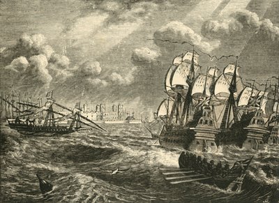 Die englische Flotte vor Cádiz, 1596, 1890 von Unbekannt