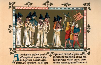 Die Geißler in Doornik im Jahr 1349, 1903 von Unbekannt