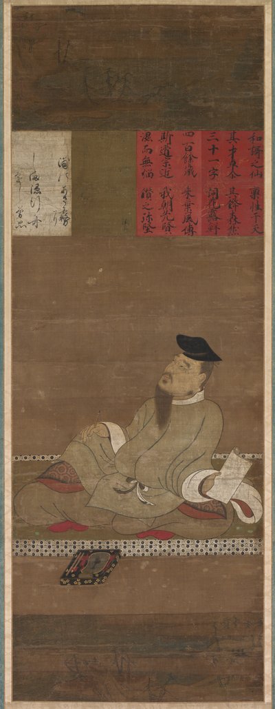 Der Dichter Kakinomoto no Hitomaro, ca. 1300-1350 von Unbekannt