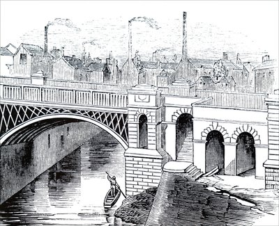Die Eisenbrücke über den Irwell-Fluss von Unbekannt