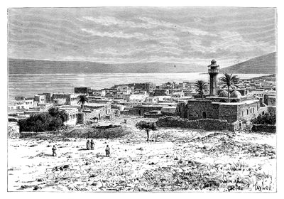 Der See und die Stadt Tiberias, Israel, 1895 von Unbekannt