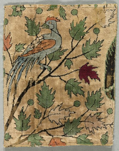 Samtfragment, Khusrau sieht Shirin baden, 1550-99 von Unbekannt