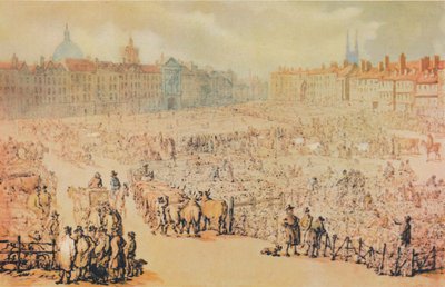 Ansicht des Smithfield-Marktes, London, 1810 von Unbekannt