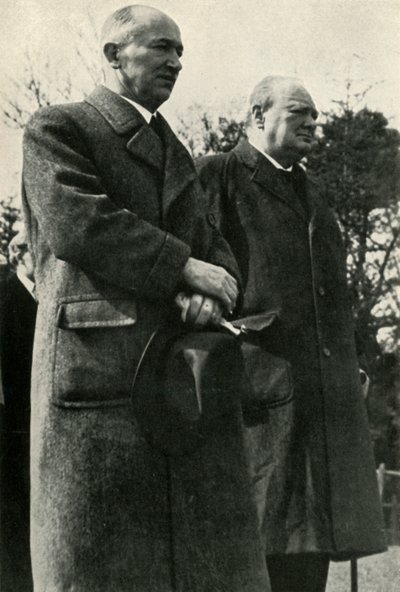 Winston Churchill und Präsident Benes, ca. 1940er, 1947 von Unbekannt