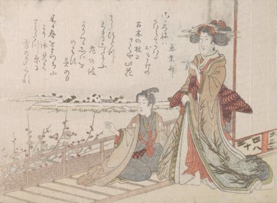 Frau und Jugend auf einer Veranda, 1806 von Unbekannt