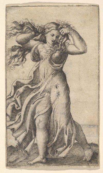 Frau, die sich die Haare zieht, ca. 1515 von Unbekannt