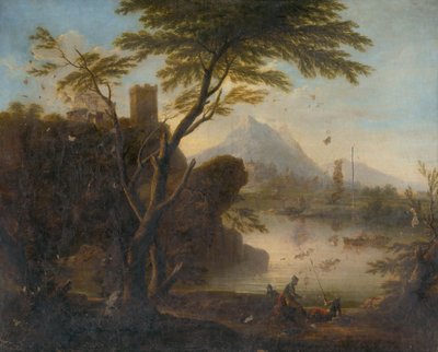 Bucht mit Burg und Figurenstaffage von Unbekannt