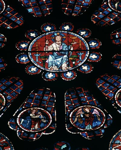 Christus in Majestät; südliches Rosenfenster, ca. 1226 von Unbekannt Unbekannt