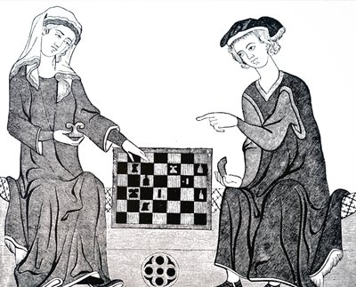 Ein Mann und eine Frau spielen Schach von Unbekannt
