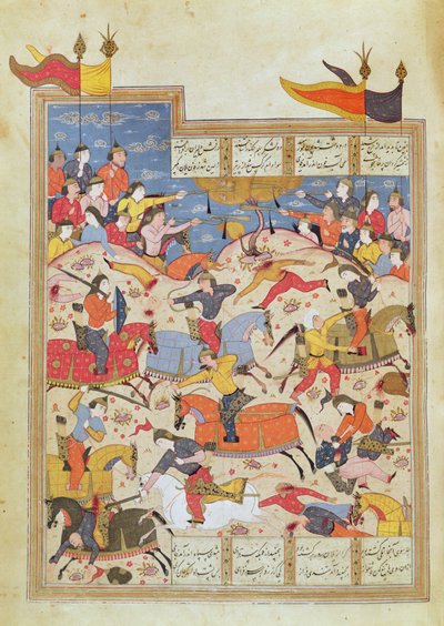 Kampfszene, Illustration aus dem „Shahnama“ von Unbekannt