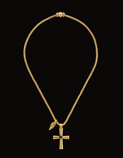 Byzantinisches Gold- und Glaskreuz, ca. 5.-7. Jahrhundert von Unbekannt