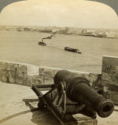 Kanone, Morro Castle, Havanna, Kuba von Underwood and Underwood