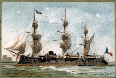 Schlachtschiff Admiral „Der Colbert“. Chromolithographie des 19. Jahrhunderts. von Unknown artist