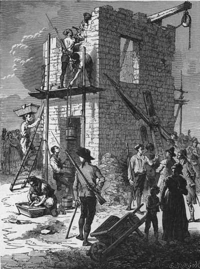Bau einer Telegrafenstation im Jahr 1793 von Unknown artist