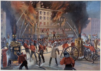 Feuer und Feuerwehr in New York von Unknown artist