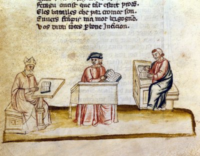 Mönche, die in einem Kloster studieren, Miniaturmanuskript von Unknown artist