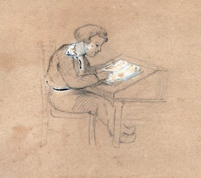 Schuljunge bei der Arbeit (Zeichnung, ca. 1830) von Unknown artist