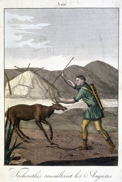 Tschutkis-Mann, der die Auspuren konsultiert (Asien) von Unknown artist