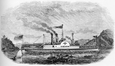 Geschichte der USA: Dampfschiff - Oregon (Gravur) von Unknown artist