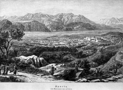 Ansicht von Sparta. 19. Jahrhundert Gravur von Unknown artist