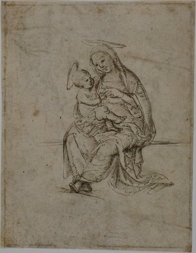 Jungfrau und Kind (recto); Putti (verso) von Unknown Florentine