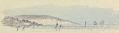 Eine Küste mit Schiffen auf See von Unknown artist