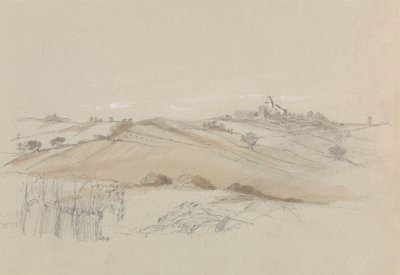 Ein Feld mit Haus in der Ferne von Unknown artist
