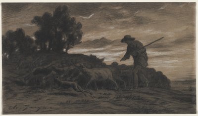 Ein Schäfer mit seiner Herde von Unknown artist