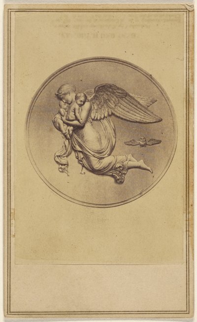 Basrelief eines Engels, der zwei Babys trägt von Unknown artist