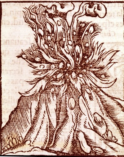 Ausbruch eines Vulkans. Kupferstich aus dem 16. Jahrhundert. von Unknown artist