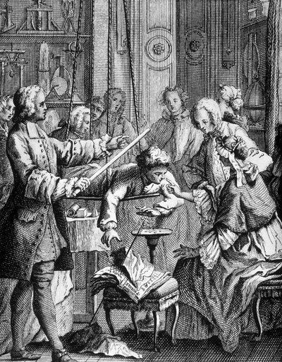 Experiment zur Elektrizität von Abbé Nollet von Unknown artist