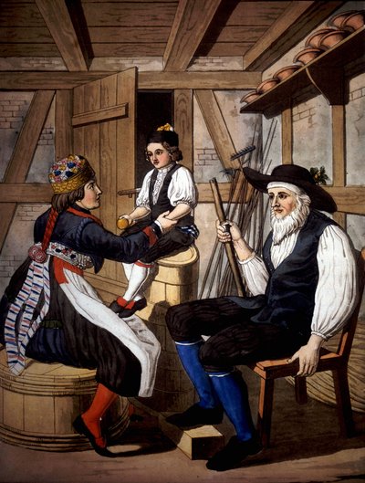 Erstkommunion der Schweizer Calvinisten. 19. Jahrhundert von Unknown artist