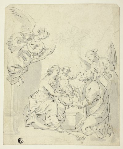 Heilige Familie mit Engeln von Unknown artist